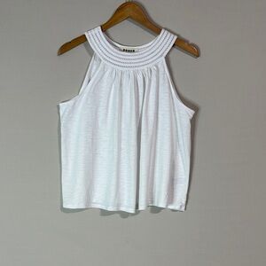 Boden Sleeveless Embroidered Neckline Top White Women’s 10